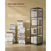 Vasagle Black 4 Shelf 360 Rotating Bookshelf For Home Office Living Room