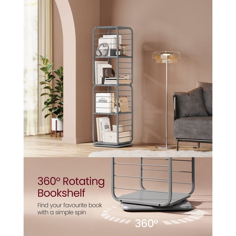 Vasagle 4 Tier 360 Rotating Bookshelf, Grey