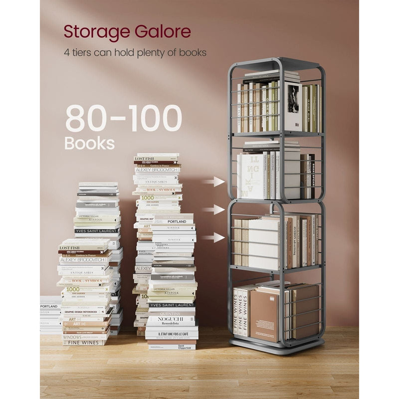 Vasagle 4 Tier 360 Rotating Bookshelf, Grey