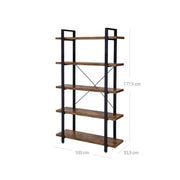 5 Shelf Industrial Style Open Bookcase by Vasagle