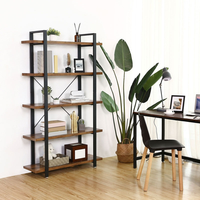 5 Shelf Industrial Style Open Bookcase by Vasagle