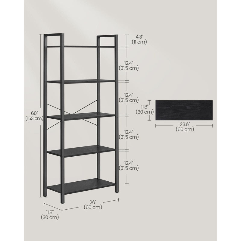 Vasagle 5 Tier Black Bookshelf