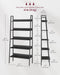 Image of a Vasagle black ladder bookshelf with 5 open shelves for storage and displaying books and home decor.