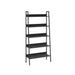 Image of a Vasagle black ladder bookshelf with 5 open shelves for storage and displaying books and home decor.