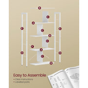 Vasagle 5 Tier White Bookcase