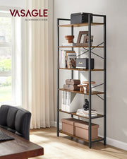 Vasagle 6 Tier Bookshelf, Rustic Industrial Style