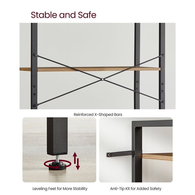 Rustic Industrial 6 Tier Bookshelf by Vasagle