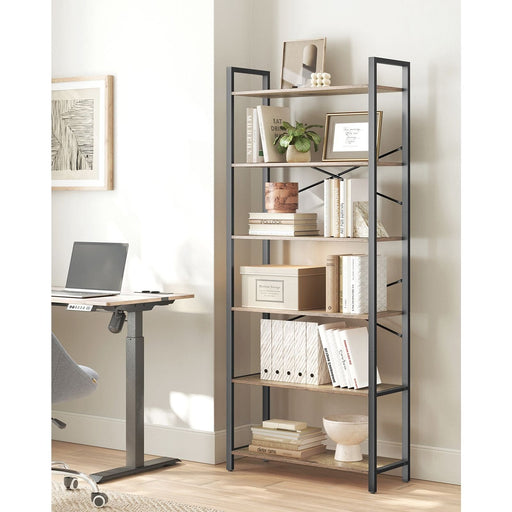 Rustic Industrial 6 Tier Bookshelf by Vasagle