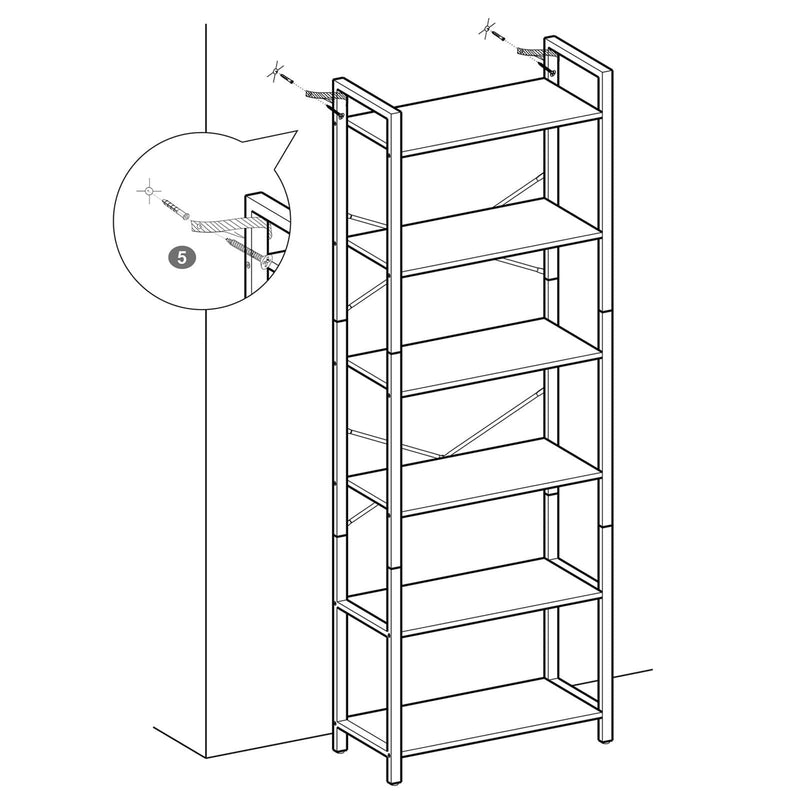 Vasagle 6 Tier Industrial Bookcase For Small Spaces