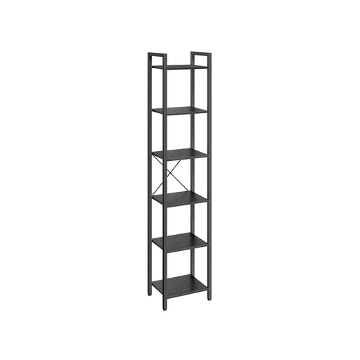 Image of a Vasagle Black 6 Tier 40cm Wide Bookcase.