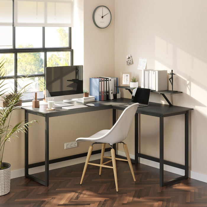 Vasagle Black Corner Computer Desk With Monitor Stand