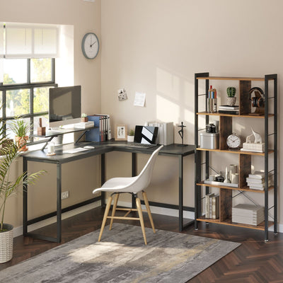 Vasagle Black Corner Computer Desk With Monitor Stand For Home Office