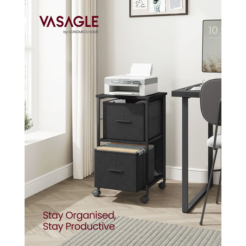 Vasagle Black Filing Cabinet With 2 Drawers For Home Office