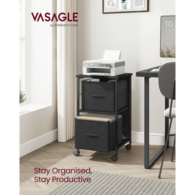 Vasagle Black Filing Cabinet With 2 Drawers For Home Office
