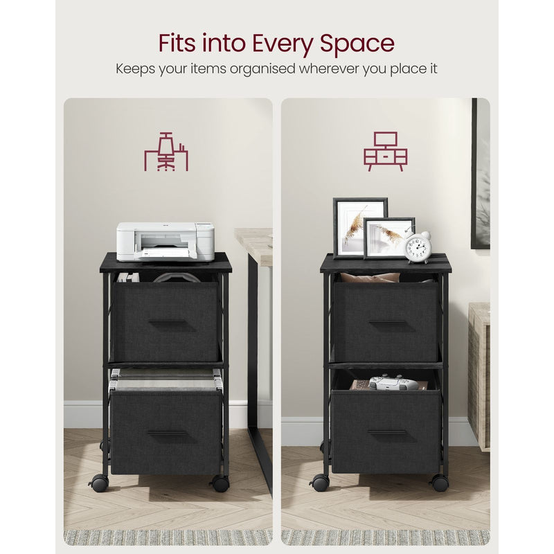 Vasagle Black Filing Cabinet With 2 Drawers For Home Office