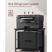 Vasagle Black Filing Cabinet With 2 Drawers For Home Office
