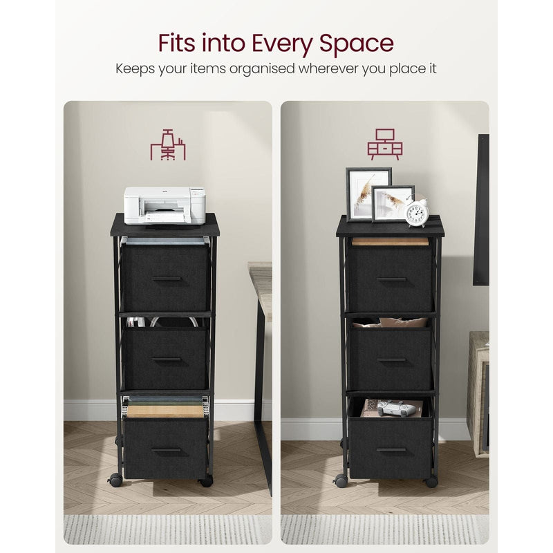 Vasagle Black Filing Cabinet 3 Drawers For Home Office