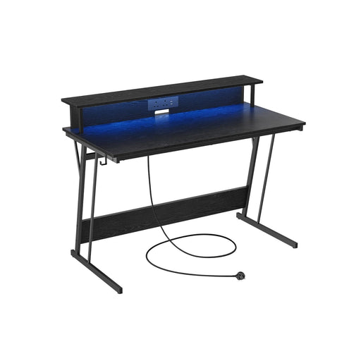 Vasgle Black Gaming Desk With LED Lights For Home Office or Bedroom