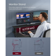 Vasgle Black Gaming Desk With LED Lights For Home Office or Bedroom