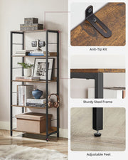 Vasagle Bookcase With 5 Shelves