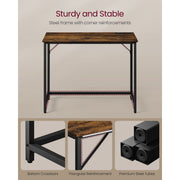 Vasagle Computer Desk With LED Lights Rustic Brown and Black For Home Office