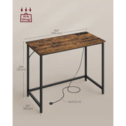 Vasagle Computer Desk With LED Lights Rustic Brown and Black For Home Office