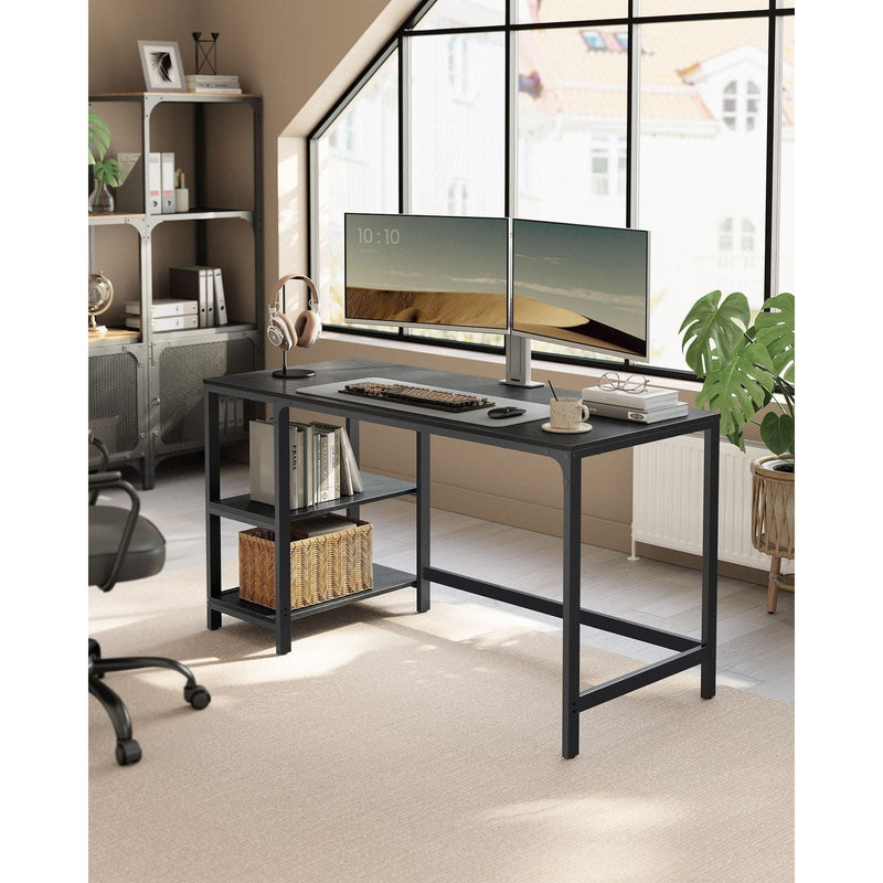 Computer Desk With Shelves 140 cm Wide For Home Office by Vasagle