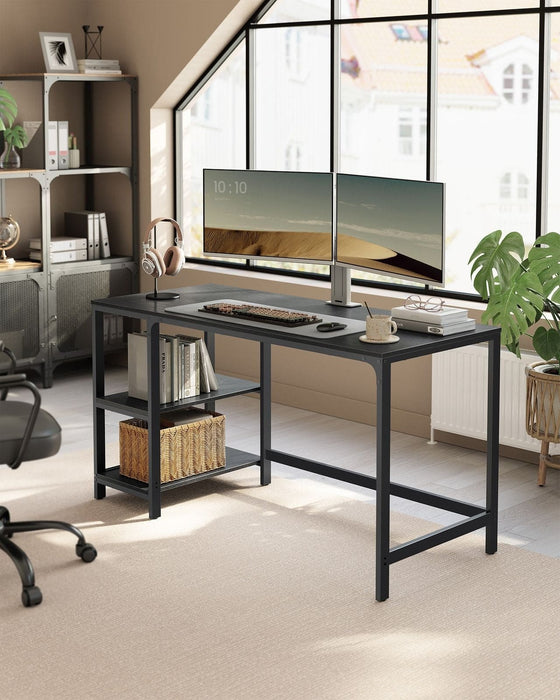 Computer Desk With Shelves 140 cm Wide For Home Office by Vasagle