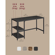 Computer Desk With Shelves 140 cm Wide For Home Office by Vasagle