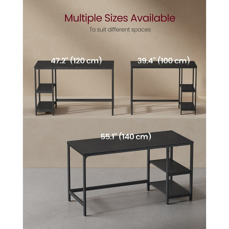 Computer Desk With Shelves 140 cm Wide For Home Office by Vasagle