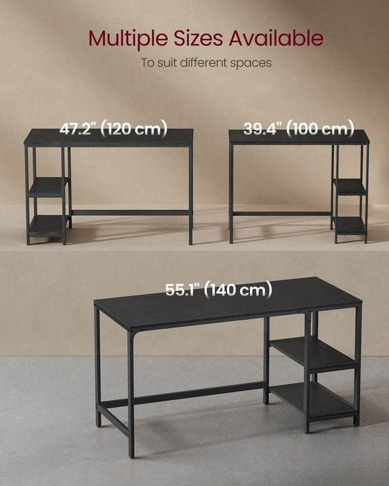 Computer Desk With Shelves 140 cm Wide For Home Office by Vasagle