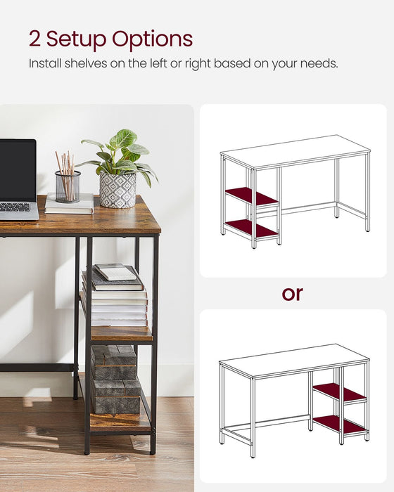 Computer Desk With Shelves 140 cm Wide For Home Office by Vasagle