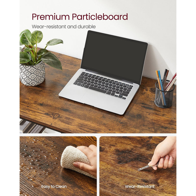 Computer Desk With Shelves 140 cm Wide For Home Office by Vasagle