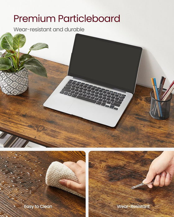 Computer Desk With Shelves 140 cm Wide For Home Office by Vasagle