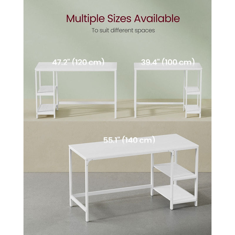 Computer Desk With Shelves 140 cm Wide For Home Office by Vasagle