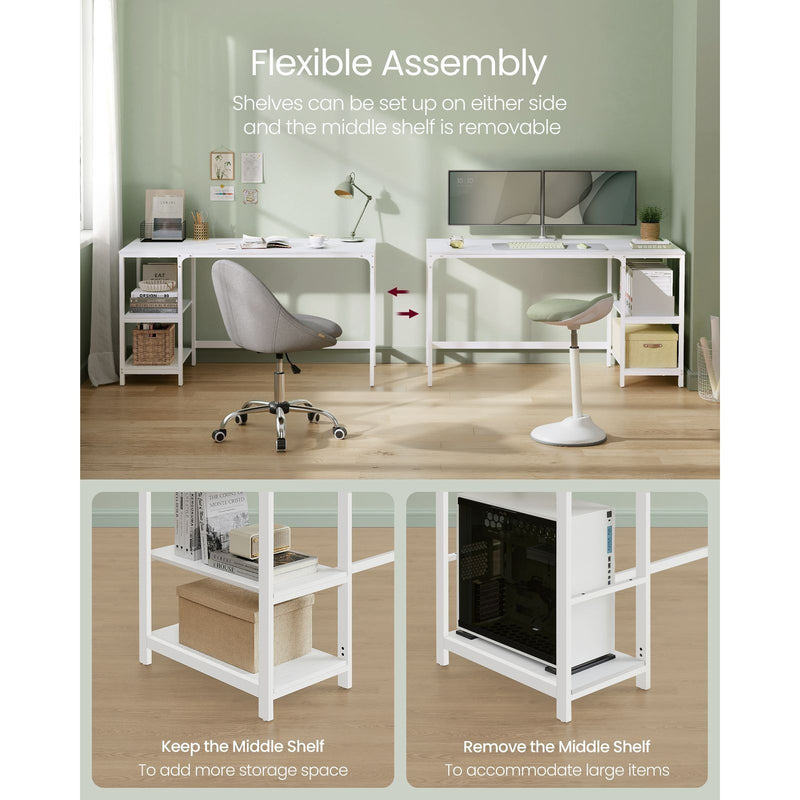 Computer Desk With Shelves 140 cm Wide For Home Office by Vasagle