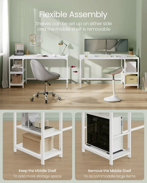 Computer Desk With Shelves 140 cm Wide For Home Office by Vasagle
