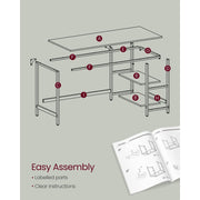 Computer Desk With Shelves 140 cm Wide For Home Office by Vasagle