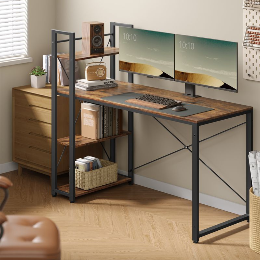 Image of a Vasagle computer desk with shelves for home office