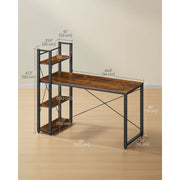 Vasagle Computer Table With Shelves Rustic Brown For Home Office