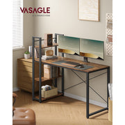 Vasagle Computer Table With Shelves Rustic Brown For Home Office