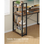 Vasagle Computer Table With Shelves Rustic Brown For Home Office