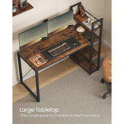Vasagle Computer Table With Shelves Rustic Brown For Home Office
