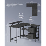 Vasagle Corner Desk With Drawers For Home Office