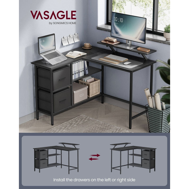 Vasagle Corner Desk With Drawers For Home Office