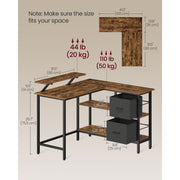 Vasagle Corner Desk With Drawers For Home Office