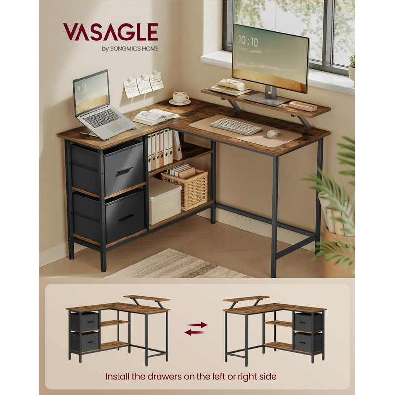 Vasagle Corner Desk With Drawers For Home Office