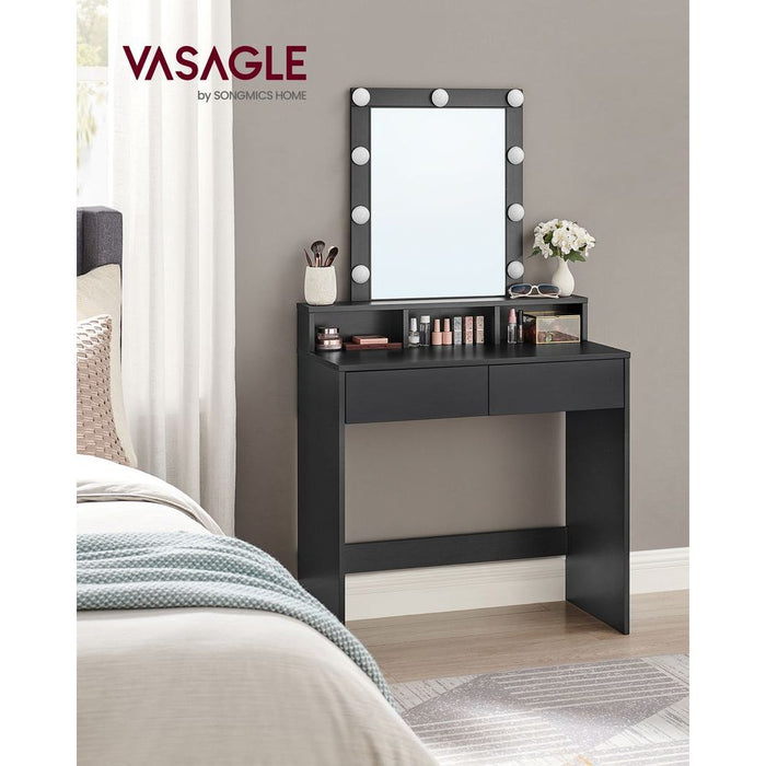 Image of a Black Vasagle Dressing Table with LED Light Up Mirror and Drawers