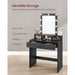 Image of a Black Vasagle Dressing Table with LED Light Up Mirror and Drawers