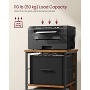 Vasagle Filing Cabinet 2 Drawer, Rustic Brown and Black For Home Office